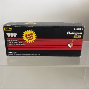 PHILIPS 3-Pack Halogen 50W 12V Flood MR-16Light Bulbs  - NIB